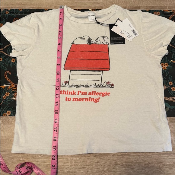 Re/Done Peanuts Snoopy Allergic to Mornings Tee, Size Small - Picture 3 of 8